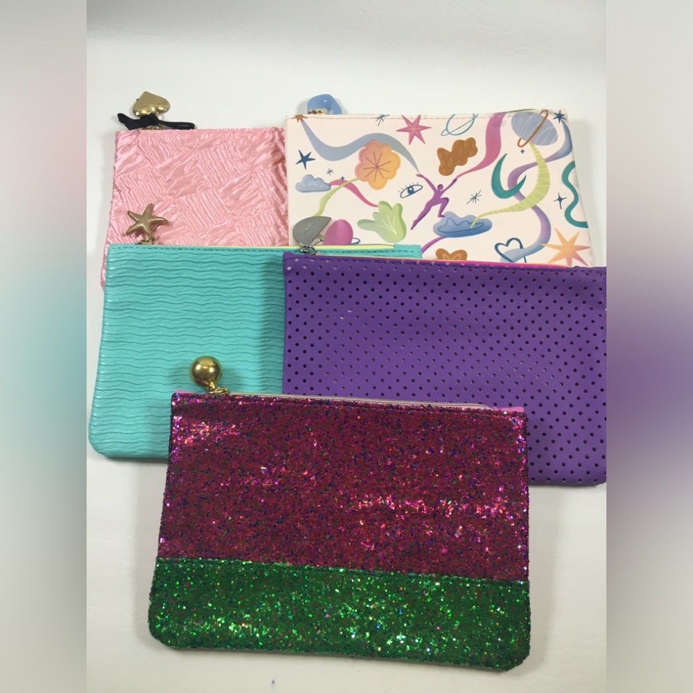 IPSY bag lot of 5 Cosmetic Makeup Bags Beauty Pouches EMPTY Colorful Glitter